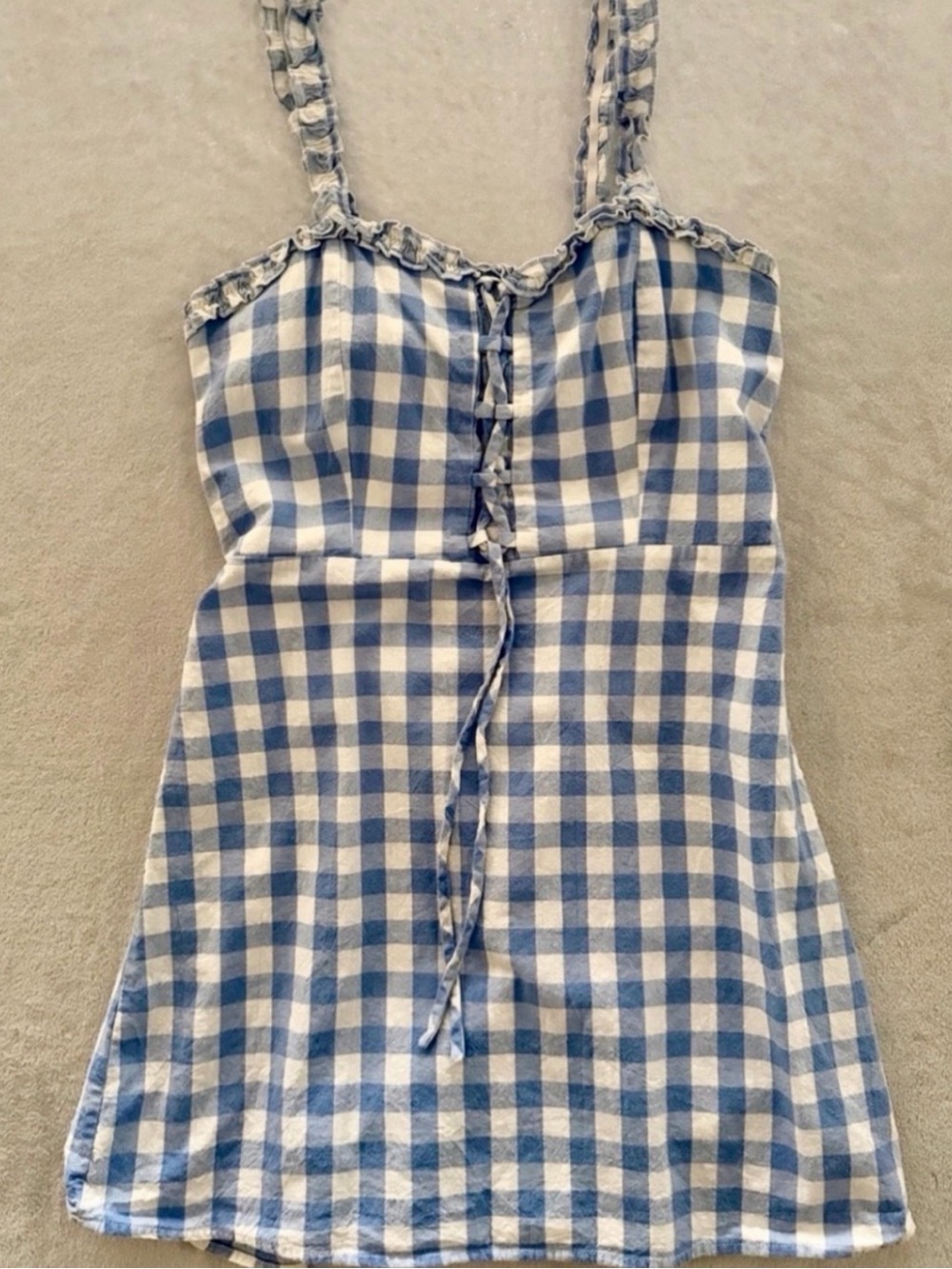 Blue and White Gingham Sleeveless Dress